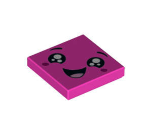 LEGO Dunkelpink Fliese 2 x 2 mit Smiling Gesicht mit Tears und Klein Tongue mit Nut (3068 / 44355)
