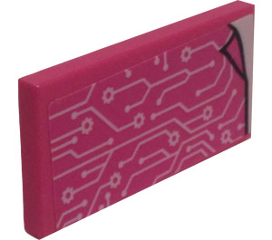 LEGO Dark Pink Tile 2 x 4 with Circuits and Gears Blanket Sticker (87079)