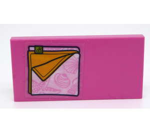 LEGO Dark Pink Tile 2 x 4 with Folded Beach Towel Sticker (87079)