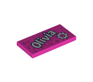 LEGO Dark Pink Tile 2 x 4 with 'Olivia' (44991 / 87079)