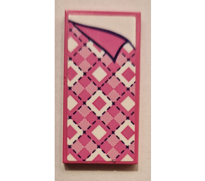 LEGO Dark Pink Tile 2 x 4 with Pink Bedspread Sticker (87079)