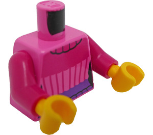 LEGO Mørk rosa Kvinne med Magenta og Dark Lilla Genser Minifigur Overkropp (973 / 76382)