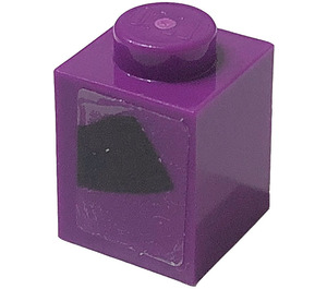 LEGO Dark Purple Brick 1 x 1 with Line (Left) Sticker (3005)