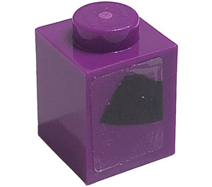 LEGO Violet Foncé Brique 1 x 1 avec Line (Droite) Autocollant (3005)