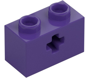 LEGO Mörklila Kloss 1 x 2 med Axelhål ('X' öppning) (32064)