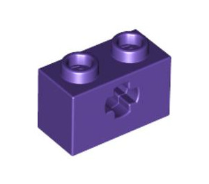 LEGO Dunkelviolett Backstein 1 x 2 mit Achse Loch ('X' Öffnung) (32064)