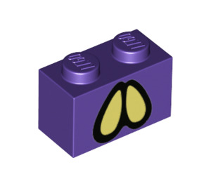 LEGO Dunkelviolett Backstein 1 x 2 mit Bogmire Gelb Augen mit Unterrohr (3004 / 94282)