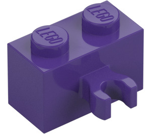 LEGO Morado oscuro Ladrillo 1 x 2 con Vertical Clip con clip abierto "O" (42925 / 95820)