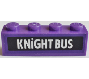 LEGO Dark Purple Brick 1 x 4 with 'KNIGHT BUS' Sticker (3010 / 6146)