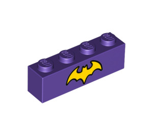 LEGO Violet foncé Brique 1 x 4 avec Jaune Chauve souris (3010 / 33596)