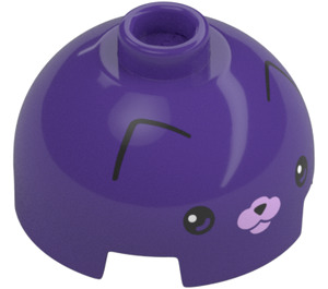 LEGO Dark Purple Brick 2 x 2 Round with Dome Top with Face with Pink Nose (Hollow Stud, Axle Holder) (3262 / 104541)