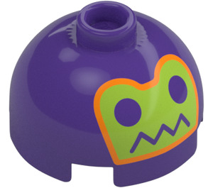 LEGO Dark Purple Brick 2 x 2 Round with Dome Top with Green Confused Face (Hollow Stud, Axle Holder) (3262 / 106853)