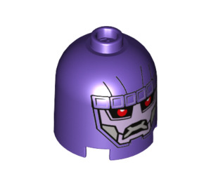 LEGO Dark Purple Brick 2 x 2 x 1.7 Round Cylinder with Dome Top with 'Sentinel' Face, Red Eyes (Safety Stud) (18044 / 30151)