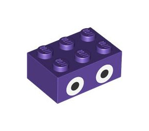 LEGO Dunkelviolett Backstein 2 x 3 mit Nabbit Augen (3002 / 94655)