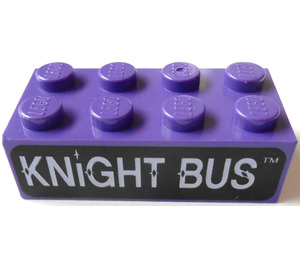 LEGO Тъмно лилаво Тухла 2 x 4 с рицар Bus Sign (3001 / 50569)