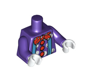 LEGO Dark Purple Clown torso with aqua suspenders, red buttons, and oversized red bowtie (973 / 88585)