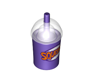 LEGO Dark Purple Drink Cup with Straw with "Squishee" (20495 / 21791)