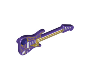 LEGO Dark Purple Electric Guitar with Gold Neck and Patterns with Star (11640 / 21142)