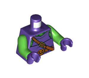 LEGO Dark Purple Green Goblin with Bright Green Skin and Pumpkin Belt Minifig Torso (973 / 76382)