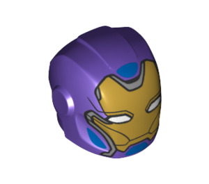 LEGO Morado oscuro Casco con Liso Frontal con Gold Faceplate y Azul Highlights (28631 / 66636)