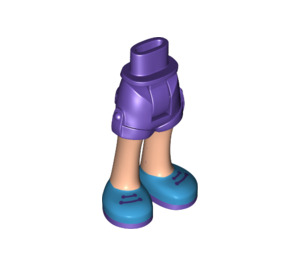 LEGO Donkerpaars Heup met Rolled Omhoog Shorts met Blauw Shoes met Purple Laces met dik scharnier (35557)
