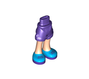 LEGO Dunkelviolett Hüfte mit Rolled Oben Shorts mit Blau Shoes mit Purple Laces mit dünnem Scharnier (35557 / 36198)