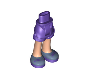 LEGO Viola scuro Fianco con Rolled Su Pantaloncini con Sand Blu Shoes, Dark Viola Laces con cerniera spessa (11403 / 35557)