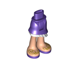 LEGO Dunkelviolett Hüften und Skirt mit Ruffle mit Gold und Purple sandals (20379)