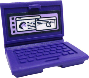 LEGO Dunkles Violett Laptop mit Browser Windows mit Pferd Kopf Aufkleber (18659)