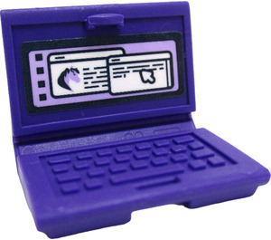 LEGO Dark Purple Laptop with Browser Windows with Horse Head Sticker (18659)