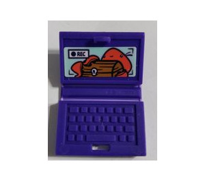 LEGO Dark Purple Laptop with 'REC' and Treasure Chest Sticker (18659)