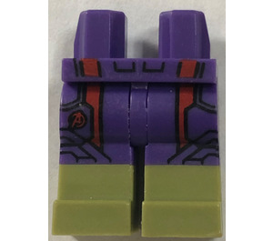 LEGO Dark Purple Legs with Dark Purple Shorts with Avengers Logo and Dark Red Stripes and Olive Green Boots (3815)
