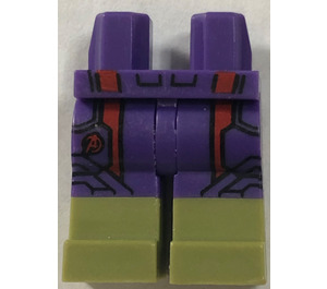 LEGO Dunkles Violett Beine mit Dark Lila Shorts mit Avengers Logo und Dunkelrot Streifen und Olive Grün Boots (3815)