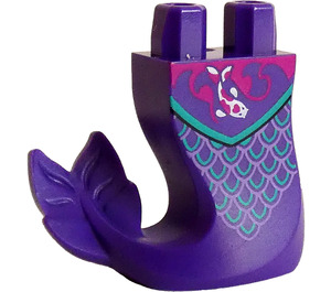 LEGO Dark Purple Mermaid Tail Curved Right with Fish (76125)