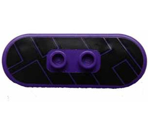 LEGO Dark Purple Minifig Skateboard with Four Wheel Clips with Black Shapes Sticker (42511)