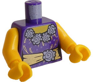 LEGO Donkerpaars Minifiguur Torso Jurk Bodice met Bloemen en Golden Sash (973 / 76382)