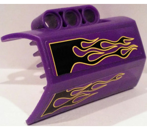 LEGO Dark Purple Panel 4 x 6 Side Flaring Intake with Three Holes with Black Flames (Right) Sticker (61069)
