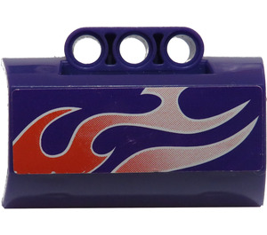 LEGO Dark Purple Panel 4 x 6 Side Flaring Intake with Three Holes with Flames Left Sticker (61069)