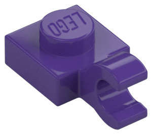 LEGO Donkerpaars Plaat 1 x 1 met Horizontale Klem (Dikke open 'O'-clip) (52738 / 61252)