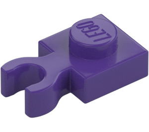 LEGO Dunkelviolett Platte 1 x 1 mit Vertikal Clip (Dick geöffneter O-Clip) (44860 / 60897)