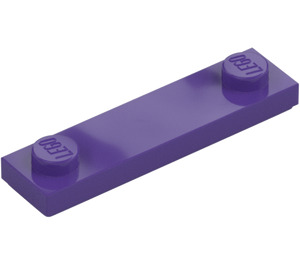 LEGO Mørk lilla Plate 1 x 4 med To Knotter med Rille (41740)