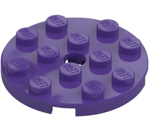 LEGO Viola scuro Piastra 4 x 4 Rotondo con Foro e Snapstud (60474)