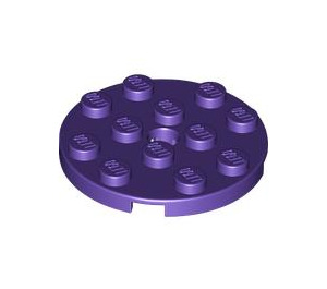 LEGO Dark Purple Plate 4 x 4 Round with Hole and Snapstud (60474)