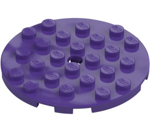 LEGO Dark Purple Plate 6 x 6 Round with Pin Hole (11213)