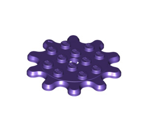 LEGO Dark Purple Plate Round 4 x 4 with 10 Gear Teeth (35443)