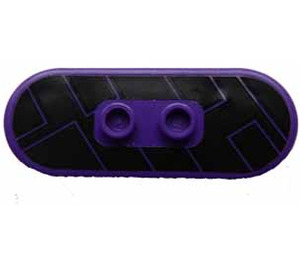 LEGO Dark Purple Skateboard with Four Wheel Clips with Black Shapes Sticker (42511)