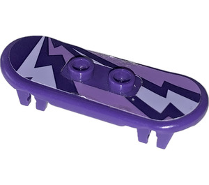 LEGO Dark Purple Skateboard with Four Wheel Clips with Lightning Bolts Sticker (42511)