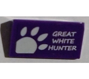 LEGO Dark Purple Slope 1 x 2 (31°) with 'GREAT WHITE HUNTER' and Paw Sticker (85984)