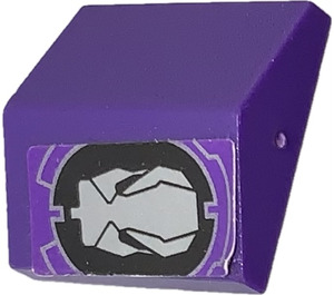 LEGO Dark Purple Slope 2 x 2 (25°) Double with Silver Skull Sticker (3300)