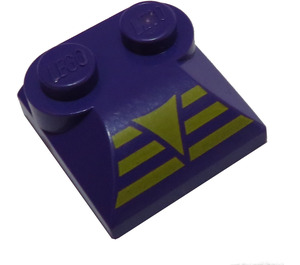 LEGO Violet foncé Pente 2 x 2 Incurvé avec Jaune Triangle et 3 Lines avec extrémité incurvée (47457)